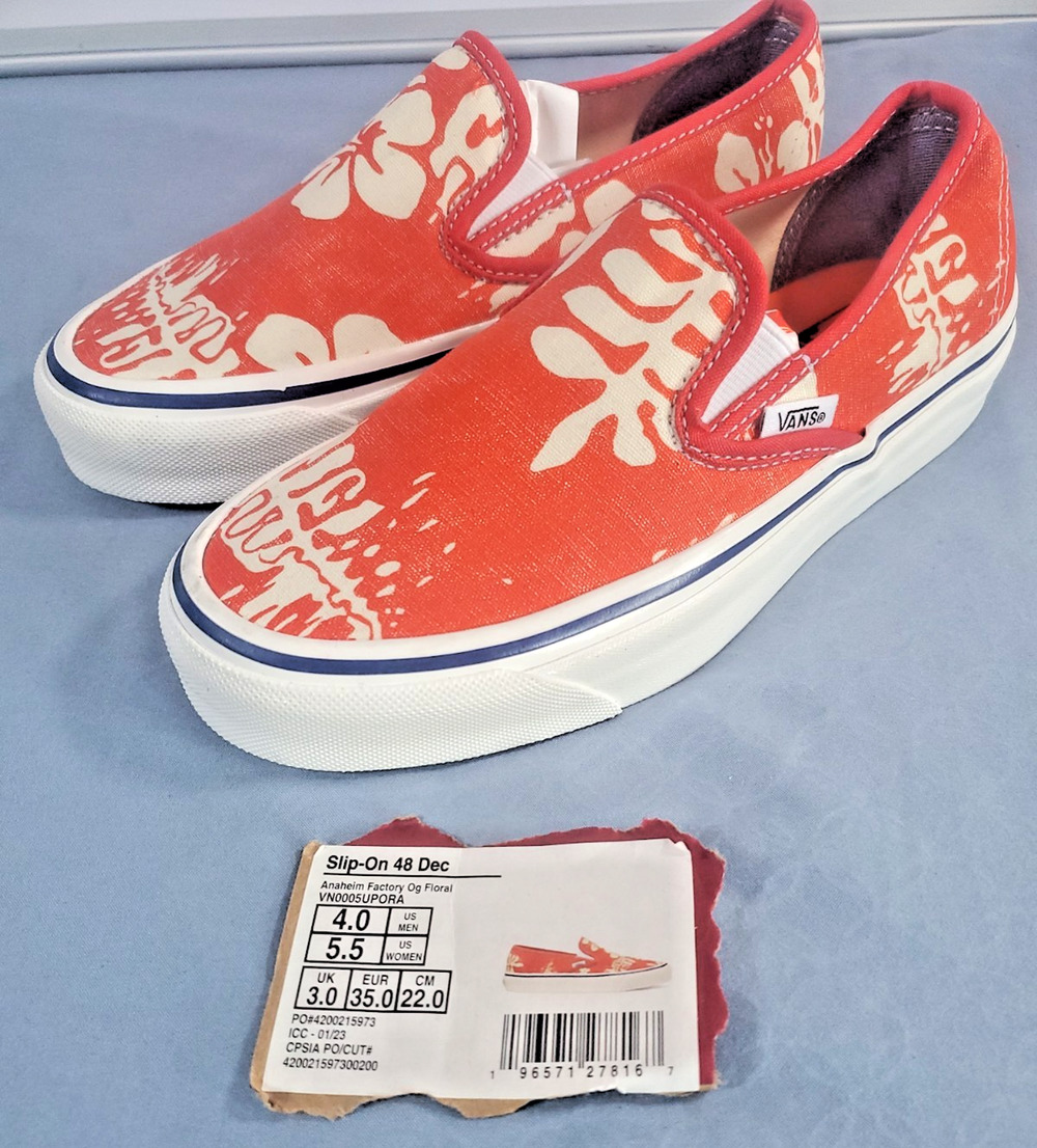 Vans Anaheim Factory Slip On 48 Deck DX OG Floral Orange Women's size 5.5 NEW